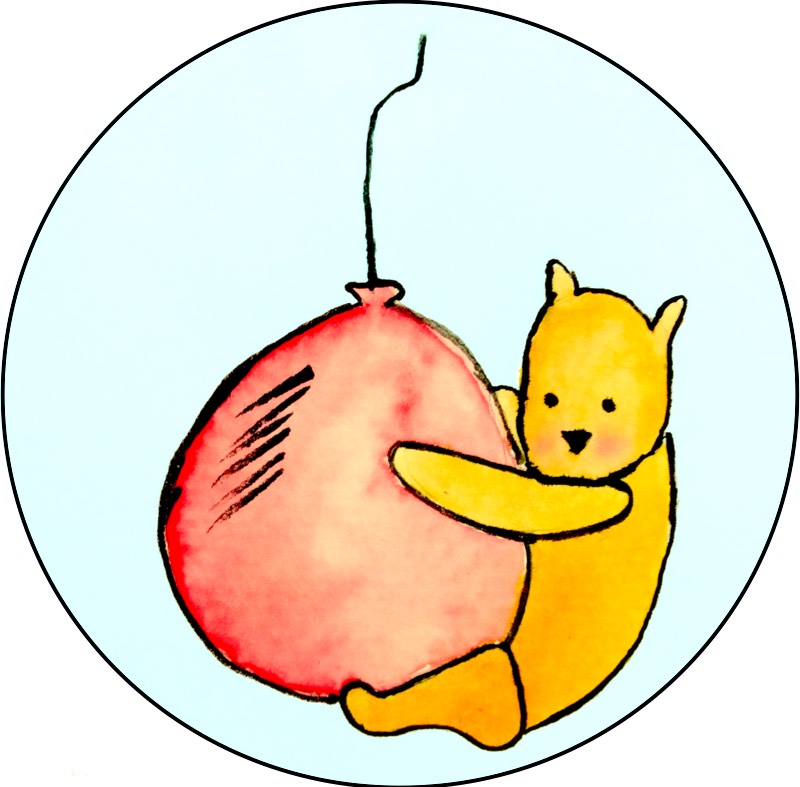 Drawing of Pooh with a Balloon